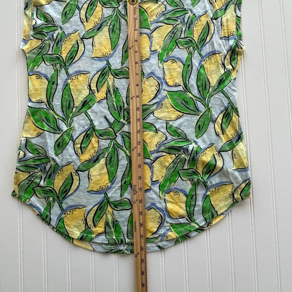 Isaac Mizrahi (Top) (M) [Yellow/Green] EXCELLENT Linen Lemon Print Cap Sleeve - Picture 7 of 9
